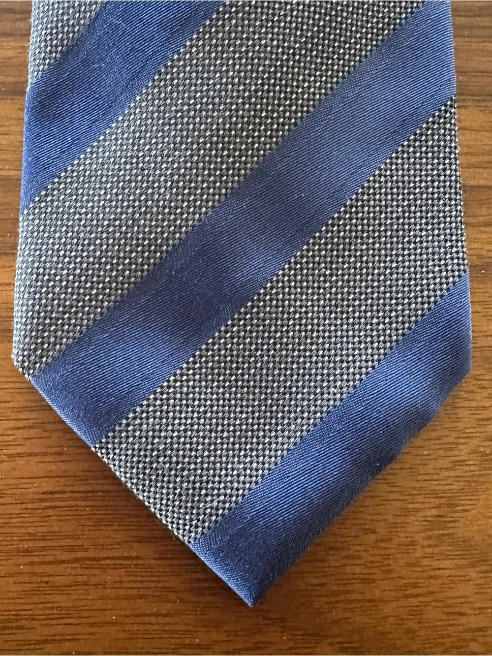 Hugo Boss Blue and Gray Diagonal Stripe Tie